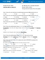 Đề thi giữa học kì 1 tiếng Anh lớp 12 THPT Lý Thái Tổ