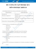 Đề cương ôn tập học kì 1 môn Sinh học lớp 10 năm học 2018-2019