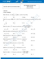Bộ 5 đề thi HKII năm 2021 môn Toán 10 - Trường THPT Nguyễn Đình Chiểu