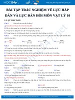 Bài tập trắc nghiệm về Lực hấp dẫn và Lực đàn hồi môn Vật lý 10 có đáp án