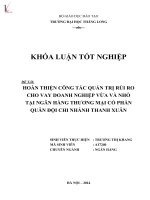 KHÓA LUẬN TỐT NGHIỆP ĐỀ TÀI: HÒA THIỆN CÔNG TÁC QUẢN TRỊ RỦI RO CHO VAY DOANH NGHIỆP VỪA VÀ NHỎ TẠI NGÂN HÀNG TMCP QUÂN ĐỘI CHI NHÁNH THANH XUÂN