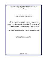 Nâng cao năng lực cạnh tranh về dịch vụ vận chuyển hàng không quốc tế của công ty TNHH agility việt nam (tt) 