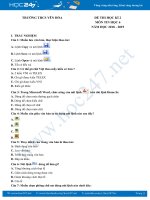 Đề thi HK2 môn Tin học 6 năm 2018 - 2019 Trường THCS Yên Hòa