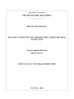 BẢO TỒN VÀ PHÁT HUY GIÁ TRỊ KIẾN TRÚC THUỘC ĐỊA PHÁP TẠI ĐÀ NẴNG TÓM TẮT LUẬN VĂN THẠC SĨ KIẾN TRÚC