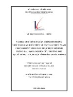 Tóm tắt luận văn Thạc sĩ Công tác xã hội: Vai trò của công tác xã hội nhóm trong việc nâng cao kiến thức về an toàn thực phẩm cho nhóm nữ nông dân thực hiện mô hình trồng rau sạch