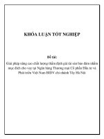 KHÓA LUẬN TỐT NGHIỆP Đề tài: Giải pháp nâng cao chất lượng thẩm định giá tài sản bảo đảm nhằm mục đích cho vay tại Ngân hàng TMCP Đầu tư và Phát triển Việt Nam BIDV