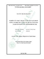 Nghiên cứu thực trạng và đề xuất giải pháp nâng cao hiệu quả công tác quản lý đất đai tại huyện quốc oai, thành phố hà nội 