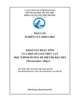 BÁO CÁO NGHIÊN CỨU KHOA HỌC KHẢO SÁT HOẠT TÍNH CỦA MỘT SỐ LOÀI THỰC VẬT MỌC Ở BÌNH DƯƠNG ĐỂ DIỆT BỌ ĐẬU ĐEN (Mesomorphus villiger)