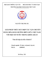 Tóm tắt luận án Tiến sĩ Kinh tế: Giải pháp thúc đẩy hợp tác vận chuyển hàng hóa bằng đường biển giữa việt nam với một số nước trong khối Asean