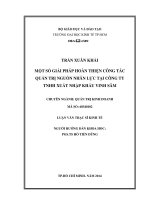 Luận văn Thạc sĩ Kinh tế: Một số giải pháp hoàn thiện công tác quản trị nguồn nhân lực tại Công ty TNHH Xuất nhập khẩu Vinh Sâm