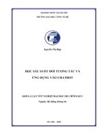 HỌC SÂU SUỐT ĐỜI TƯƠNG TÁC VÀ ỨNG DỤNG VÀO CHATBOT KHÓA LUẬN TỐT NGHIỆP ĐẠI HỌC HỆ CHÍNH QUY Ngành: Hệ thống thông tin