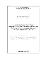 Quản lý hoạt động trải nghiệm theo chương trình giáo dục phổ thông 2018 ở các trường trung học phổ thông huyện Văn Bàn, tỉnh Lào Cai (Luận văn thạc sĩ)
