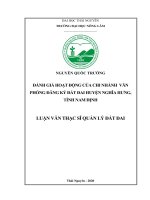 Đánh giá hoạt động của chi nhánh văn phòng đăng ký đất đại huyện Nghĩa Hưng, tỉnh Nam Định (Luận văn thạc sĩ)