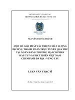 MỘT SỐ GIẢI PHÁP CẢI THIỆN CHẤT LƯỢNG DỊCH VỤ THANH TOÁN TRỰC TUYẾN QUA THẺ TẠI NGÂN HÀNG TMCP ĐẦU TƯ VÀ PHÁT TRIỂN VIỆT NAM CHI NHÁNH BÀ RỊA - VŨNG TÀU LUẬN VĂN THẠC SĨ