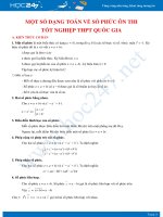 Một số dạng toán về Số phức ôn thi THPT quốc gia có đáp án