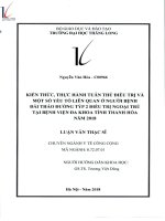 Tóm tắt luận văn Thạc sĩ Y tế công cộng: Kiến thức, thực hành tuân thủ điều trị và một số yếu tố liên quan ở người bệnh đái tháo đường týp 2 điều trị ngoại trú tại bệnh viện Đa
