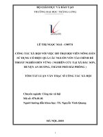 Tóm tắt luận văn Thạc sĩ Công tác xã hội: Công tác xã hội với việc hỗ trợ hội viên nông dân sử dụng có hiệu quả các nguồn vốn tài chính để thoát nghèo bền vững (Nghiên cứu tại xã