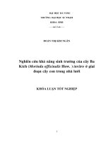 Nghiên cứu khả năng sinh trưởng của cây ba kích (morinda officinalis how ) invitro ở giai đoạn cây con trong nhà lưới   