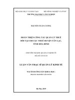 Hoàn thiện công tác quản lý thuế tại Chi cục Thuế huyện Tân Lạc, tỉnh Hòa Bình