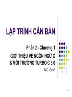 Bài giảng Lập trình căn bản - Chương 1 (phần 2): Giới thiệu về ngôn ngữ C and môi trường Turbo C 3.0