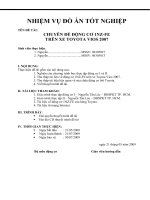 ĐỒ ÁN KHAI THÁC ĐỘNG CƠ 1NZ FE  TRÊN XE TOYOTA VIOS 2007