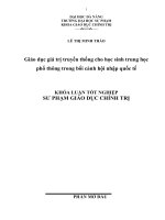 Giáo dục giá trị truyền thống cho học sinh trung học phổ thông trong bối cảnh hội nhập quốc tế  