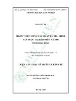 Hoàn thiện công tác quản lý thu BHXH bắt buộc tại bảo hiểm xã hội tỉnh Hòa Bình