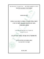 Nâng cao chất lượng cán bộ công chức cấp xã trên địa bàn huyện Kỳ Sơn, tỉnh Hòa Bình