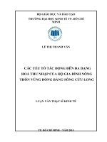 Luận văn thạc sĩ kinh tế phát triển (FULL) các yếu tố tác động đến đa dạng hóa thu nhập của hộ gia đình nông thôn 
