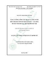 Tăng cường công tác quản lý nhà nước đối với bảo tồn di tích lịch sử   văn hóa huyện thanh oai, thành phố hà nội 