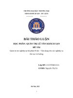 Quản trị tác nghiệp tại bộ phận lễ tân – Vận dụng cho các nghiệp vụ thủ tục trả buồng