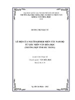 Lễ hội của người khmer miền tây nam bộ từ góc nhìn văn hóa học (trường hợp tỉnh sóc trăng)     