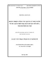Hoàn thiện công tác quản lý nhà nước về du lịch trên địa bàn huyện Mỹ Đức, thành phố Hà Nội