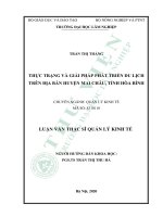 Thực trạng và giải pháp phát triển du lịch trên địa bàn huyện mai châu, tỉnh hòa bình 