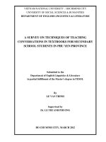 A survey on techniques of teaching conversations in textbooks for secondary school students in phu yen province    m a   60 14 10  