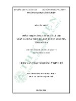 Hoàn thiện công tác quản lý chi ngân sách xã trên địa bàn huyện sông mã, tỉnh sơn la 
