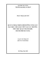 Quản lí hoạt động bồi dưỡng  năng lực dạy học cho giáo viên tại  các trường tiểu học quận thanh khê, thành phố đà nẵng  