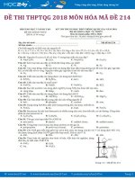 Đề thi môn Hóa học THPT Quốc Gia 2018- Mã đề 214