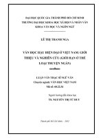 Văn học hậu hiện đại ở việt nam giới thiệu và nghiên cứu (giới hạn ở thể loại truyện ngắn)     