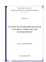 Luận văn thạc sĩ kinh tế phát triển (FULL) các nhân tố tác động đến kim ngạch xuất khẩu cà phê ở việt nam giai đoạn 2003 2013 