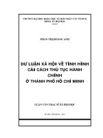 Dư luận xã hội về tình hình cải cách thủ tục hành chính ở thành phố hồ chí minh     