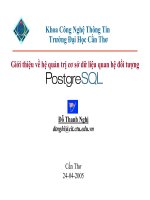 Bài giảng Cơ sở dữ liệu nâng cao - Chương 1: Giới thiệu về hệ quản trị cơ sở dữ liệu quan hệ đối tượng