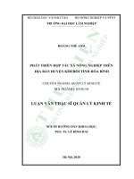 Phát triển hợp tác xã nông nghiệp trên địa bàn huyện kim bôi tỉnh hòa bình 