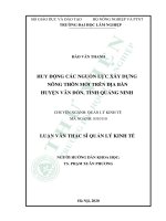 Huy động các nguồn lực xây dựng nông thôn mới trên địa bàn huyện Vân Đồn, tỉnh Quảng Ninh