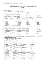 Đề cương ôn tập giữa học kì 1 môn Tiếng Anh lớp 6 năm 2020-2021 - Trường THCS Lê Quang Cường