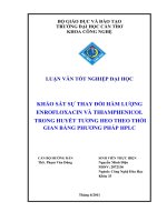Luận văn tốt nghiệp khảo sát sự thay đổi hàm lượng enrofloxacin và thiamphenicol trong huyết tương heo theo thời gian