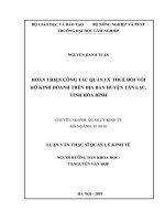 Hoàn thiện công tác quản lý thuế đối với hộ kinh doanh trên địa bàn huyện Tân Lạc, tỉnh Hòa Bình