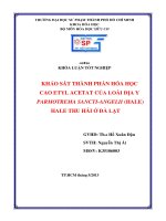 Luận văn tốt nghiệp khảo sát thành phần hóa học cao etyl acetat của loài địa y parmotrema sancti angelii (hale) hale 