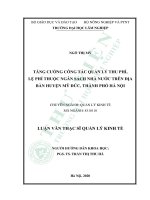 Tăng cường công tác quản lý thu phí, lệ phí thuộc ngân sách nhà nước trên địa bàn huyện mỹ đức, thành phố hà nội 