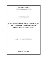 Tổng hợp nano zn1 xmnxo và ứng dụng xử lý phenol và rhodamine b trong môi trường nước   
